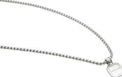 Silver Necklace with Square Turquoise Pendant