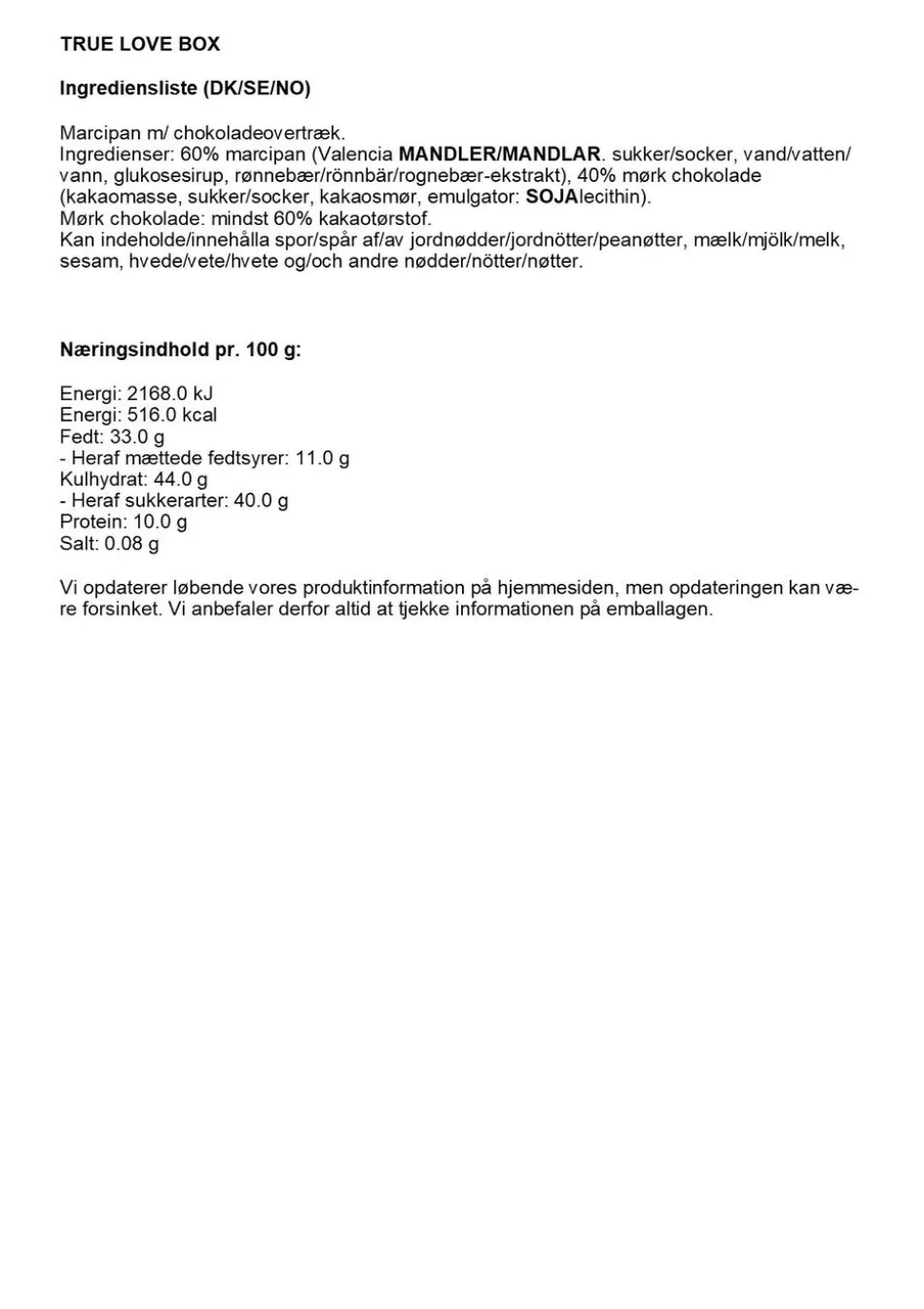 Simply® TRUE LOVE chokoladeæske (100g)