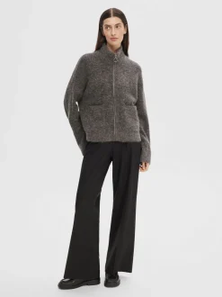 SLFSIA RAS LS ALPACA BLEND KNIT ZIPPER CARDIGAN