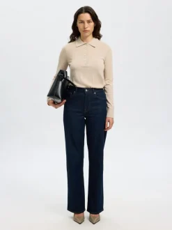 SLFTHEA LS KNIT MERINO COLLAR NECK