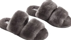 Slippers Straps (of 100% New Zealand Sheepskin) Dark Grey