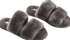 Slippers Straps (of 100% New Zealand Sheepskin) Dark Grey