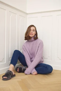 Slippers Straps (of 100% New Zealand Sheepskin) Dark Grey