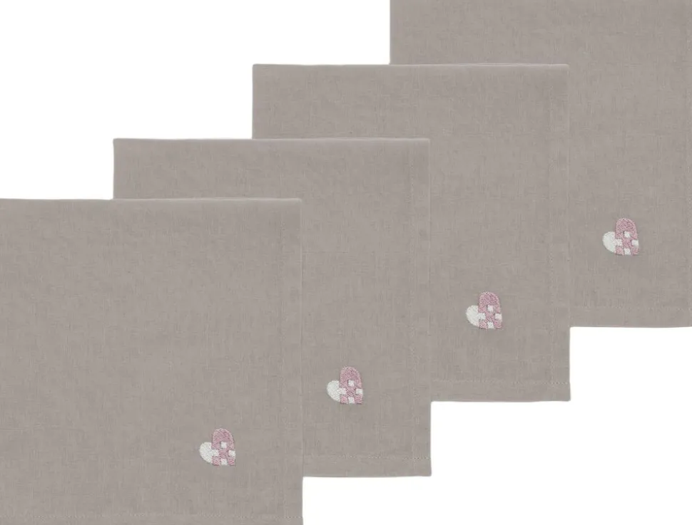 Stofservietter Christmas Hearts Embroidery 4 stk. Rose