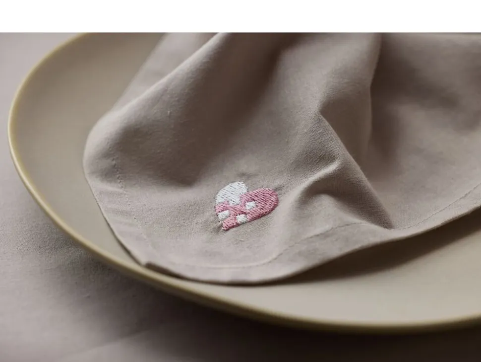 Stofservietter Christmas Hearts Embroidery 4 stk. Rose