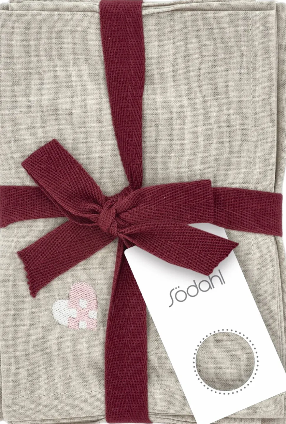 Stofservietter Christmas Hearts Embroidery 4 stk. Rose