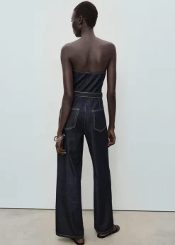 Strapless denim jumpsuit