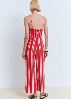 Striped jumpsuit with cut-out