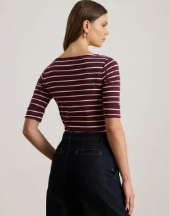 Striped Stretch Cotton Boatneck Tee
