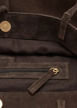 Suede leather shopper bag