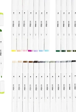 Tegnetusch, streg 1+8 mm, pastelfarver, standardfarver, 24st