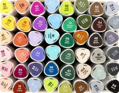 Tegnetusch, streg 1+8 mm, standardfarver, 48stk.