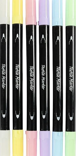 Tekstiltusch, streg 2,3+3,6 mm, 6 stk.