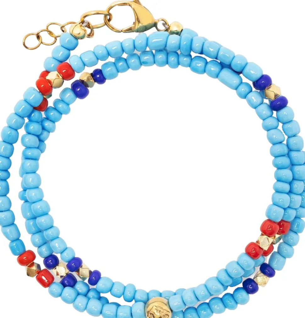 The Mykonos Collection - Vintage Turquoise, Red and Blue Glass Beads