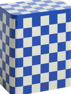 Tin Container-Large-Blue and off-wh