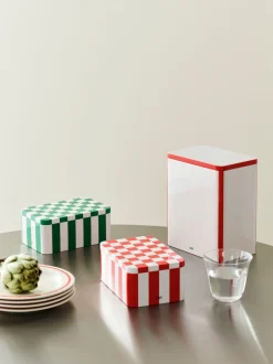 Tin Container-Small-Green and off-white