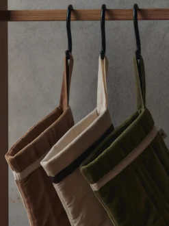 Vari Quilted Christmas Stocking - Velvet - Khaki