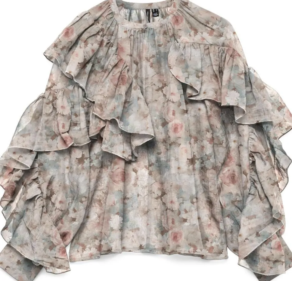 VMSABRINA LS O-NECK FLOUNCE TOP WVN