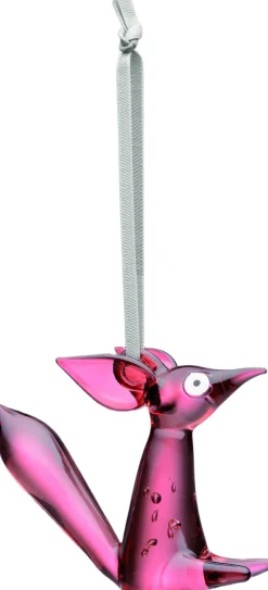 Vulpes orament siddende 80mm kirsebærrød