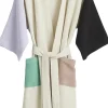 Waffle Bathrobe-Off-white multi