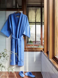 Waffle Bathrobe-Sky blue