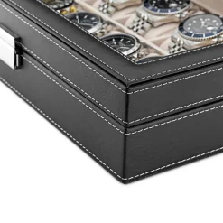 Watch Box 12 Watches Black Syntheti