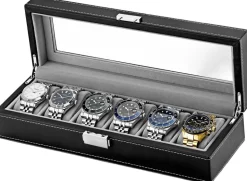 Watch Box 6 Watches Black Synthetic