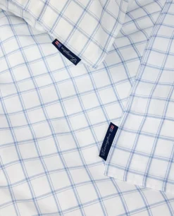 White/Blue Check Lyocell/Cotton Oxford Bed Set