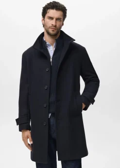 Wool funnel neck coat