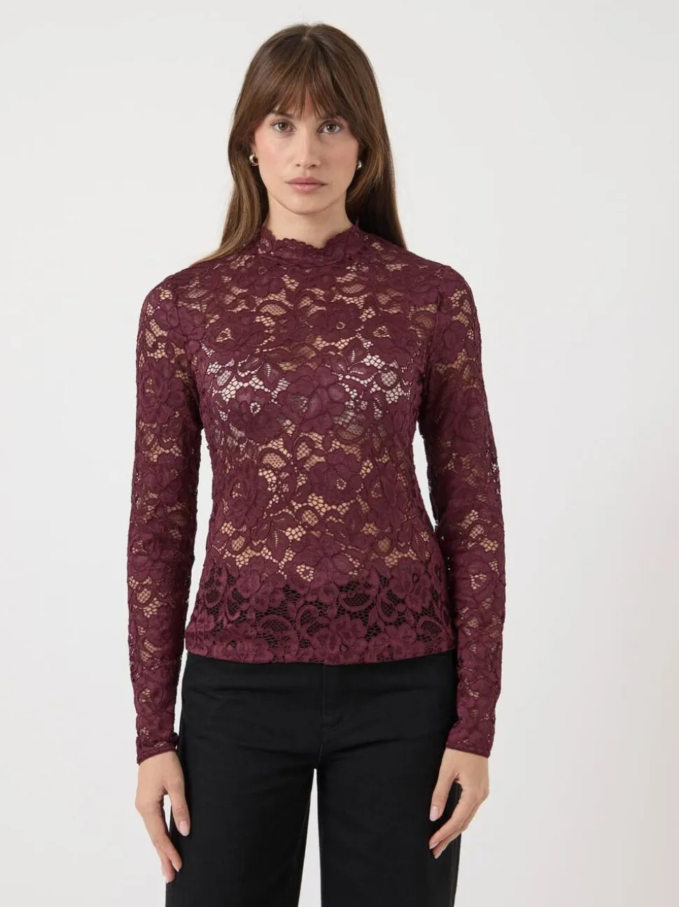 YASLACEY LS LACE TOP S. NOOS