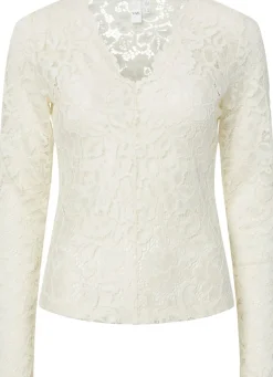 YASLACEY LS V-NECK LACE TOP S. NOOS