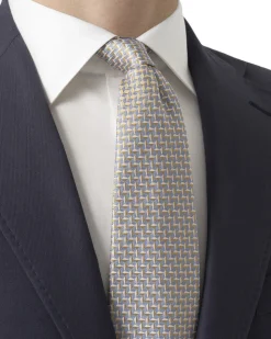 Yellow Geometric Woven Silk Tie